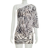 Mesh Print Long Sleeve Cover-Up+Mini Dress Suit GSZM-J26ST239