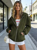 Plus Size Solid-Color Thickened Hoodie Coat SSNF-2021852A