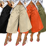 Solid Color Ruched Loose Trousers SH-391585