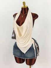 Halterneck Backless Drawstring Top GXIY-K26L2454