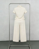 Solid Color Lapel Two Piece Pants Set SSNF-211523