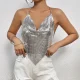 Sexy Backless Metallic Chain-Tie Sequin Top GZYY-21095