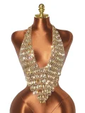 Gemstone-Studded Halterneck Backless Top GZYY-B25839