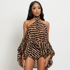 Print Off Shoulder Top Shorts 2 Piece Set GSZM-C26ST187