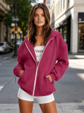 Plus Size Solid-Color Thickened Hoodie Coat SSNF-2021852A