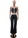 Contrast Color Stripe Two Piece Pants Set QODY-6078