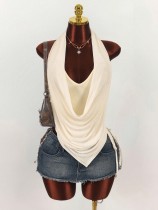 Halterneck Backless Drawstring Top GXIY-K26L2454