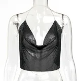 Metal Sequins Halterneck Tank Top GZYY-6008