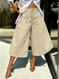 Solid Color Ruched Loose Trousers SH-391585