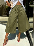 Solid Color Ruched Loose Trousers SH-391585