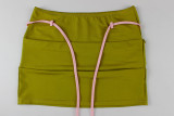Contrast Color Sling Tie Up Skirt Suit GXIY-K26L2518