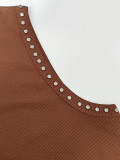 Ribbed Rivet Tank Top SH-391586