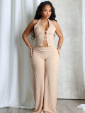 Backless V Neck Halterneck 2 Piece Pants Set YWXS-L45650