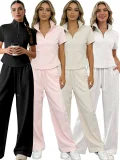 Solid Color Lapel Two Piece Pants Set SSNF-211523