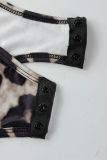 Print Slash Shoulder Long Sleeve Bodysuit YWXS-K25L1630