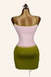 Contrast Color Sling Tie Up Skirt Suit GXIY-K26L2518
