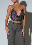 Metal Sequins Halterneck Tank Top GZYY-6008