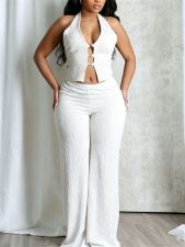 Backless V Neck Halterneck 2 Piece Pants Set YWXS-L45650