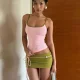 Contrast Color Sling Tie Up Skirt Suit GXIY-K26L2518