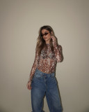 Mesh Print Long Sleeve Top YWXS-K26L2265