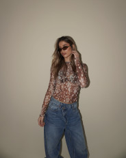 Mesh Print Long Sleeve Top YWXS-K26L2265