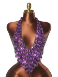 Gemstone-Studded Halterneck Backless Top GZYY-B25839