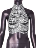 Hollow Out Gemstone Halterneck Tank Top GZYY-B22174