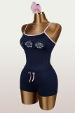 Print Contrast Color Sling Top Two Piece Shorts Set YWXS-K26L2168