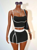 Contrast Color Yoga Tank Top Two Piece Culottes Set YWXS-K26L2386