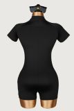 Solid Color Short Sleeve Zipper Romper YWXS-K26L2530