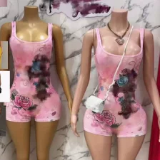 Tie Dye Hot Drill Vest Dress&Romper GNJF-Z7789