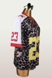 Leopard Print V Neck T Shirt YWXS-K26L2115