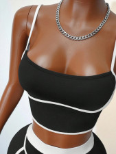 Contrast Color Yoga Tank Top Two Piece Culottes Set YWXS-K26L2386