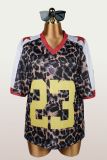 Leopard Print V Neck T Shirt YWXS-K26L2115