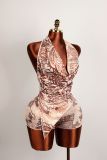 Deep V Neck Tie Up Two Piece Shorts Set YWXS-K25L602