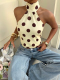 Polka Dots Print Sleeveless Tops YWXS-K26L2376