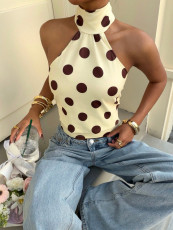 Polka Dots Print Sleeveless Tops YWXS-K26L2376