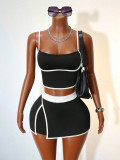 Contrast Color Yoga Tank Top Two Piece Culottes Set YWXS-K26L2386