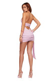 Stripe Print Halterneck Backless Mini Dress YWXS-K26L2570