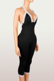 Lace Patchwork Backless Seventh Jumpsuit YWXS-K26L2255