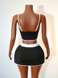 Contrast Color Yoga Tank Top Two Piece Culottes Set YWXS-K26L2386