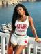 Letter Print Sleeveless Two Piece Shorts Set GKYS-2965
