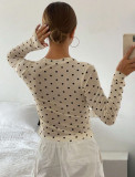 Polka Dot Print Long Sleeve Top YWXS-K25L1781