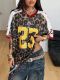 Leopard Print V Neck T Shirt YWXS-K26L2115