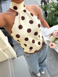 Polka Dots Print Sleeveless Tops YWXS-K26L2376