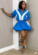 Color Block Zipper Top Puff Skirt 2 Piece Set TR-1372