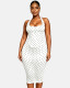 Halterneck Polka Dot Print Midi Dress YMEF-59112