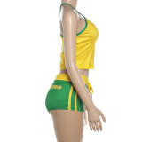 Letter Print Casual Sport Two Piece Shorts Set XEF-K6S11109A