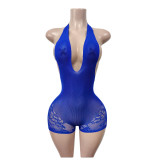 Lace Halterneck Backless Romper MEM-88705
