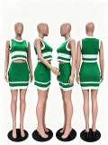Knits Contrast Color Sleeveless 2 Piece Skirts Set TR-1369